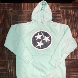 Aqua  Hoodie with Tennessee Tri-Star Design